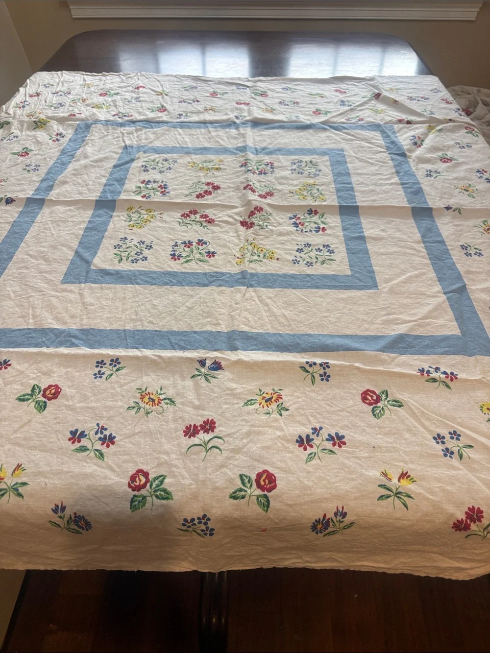 Vintage Floral Printed Cotton Tablecloth